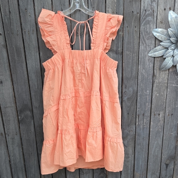 En Saison Peach Ruffle Midi Dress - Picture 5 of 8